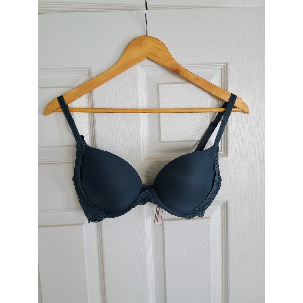 Victoria's secret bra push up size 32DD blue lace women's intimate lingerie
